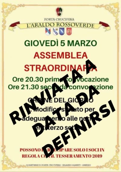 RINVIATA - Giovedi 5 marzo Assemblea Straordinaria
