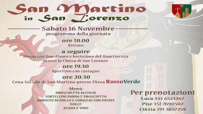 Sabato 16 Novembre : festeggiamenti di San Martino