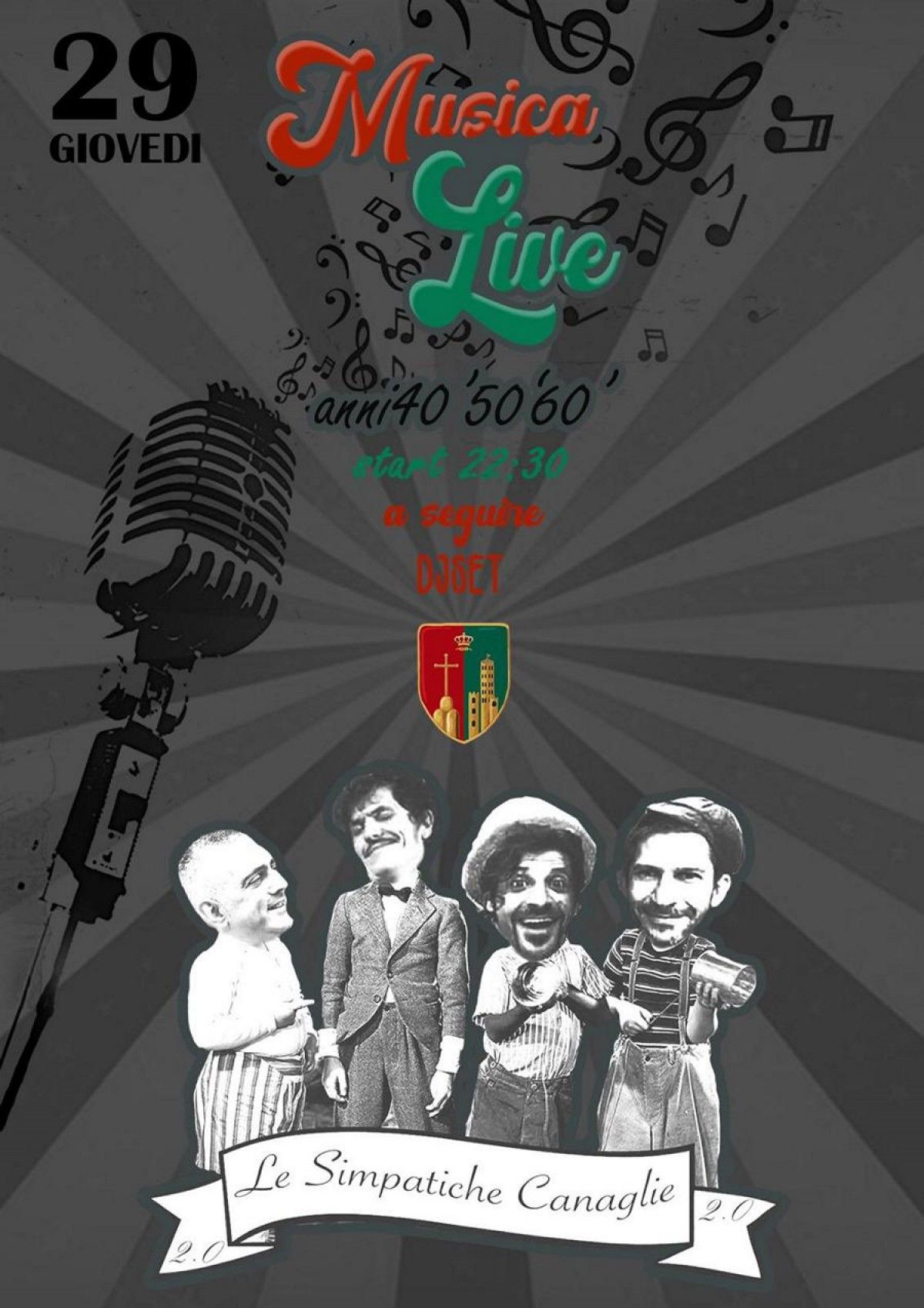 Questa sera musica anni 40 50 e 60 con le Simpatiche Canaglie