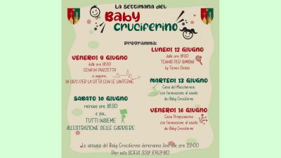 Il programma del "Baby Cruciferino" della Giostra di Giugno