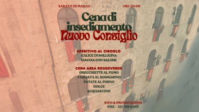 Sabato 29 Cena di insediamento del nuovo Consiglio