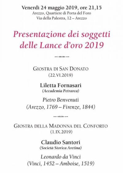 Presentazione soggetti Lance d'Oro 2019 - venerdi 24 maggio