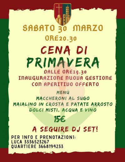 Cena di Primavera sabato 30