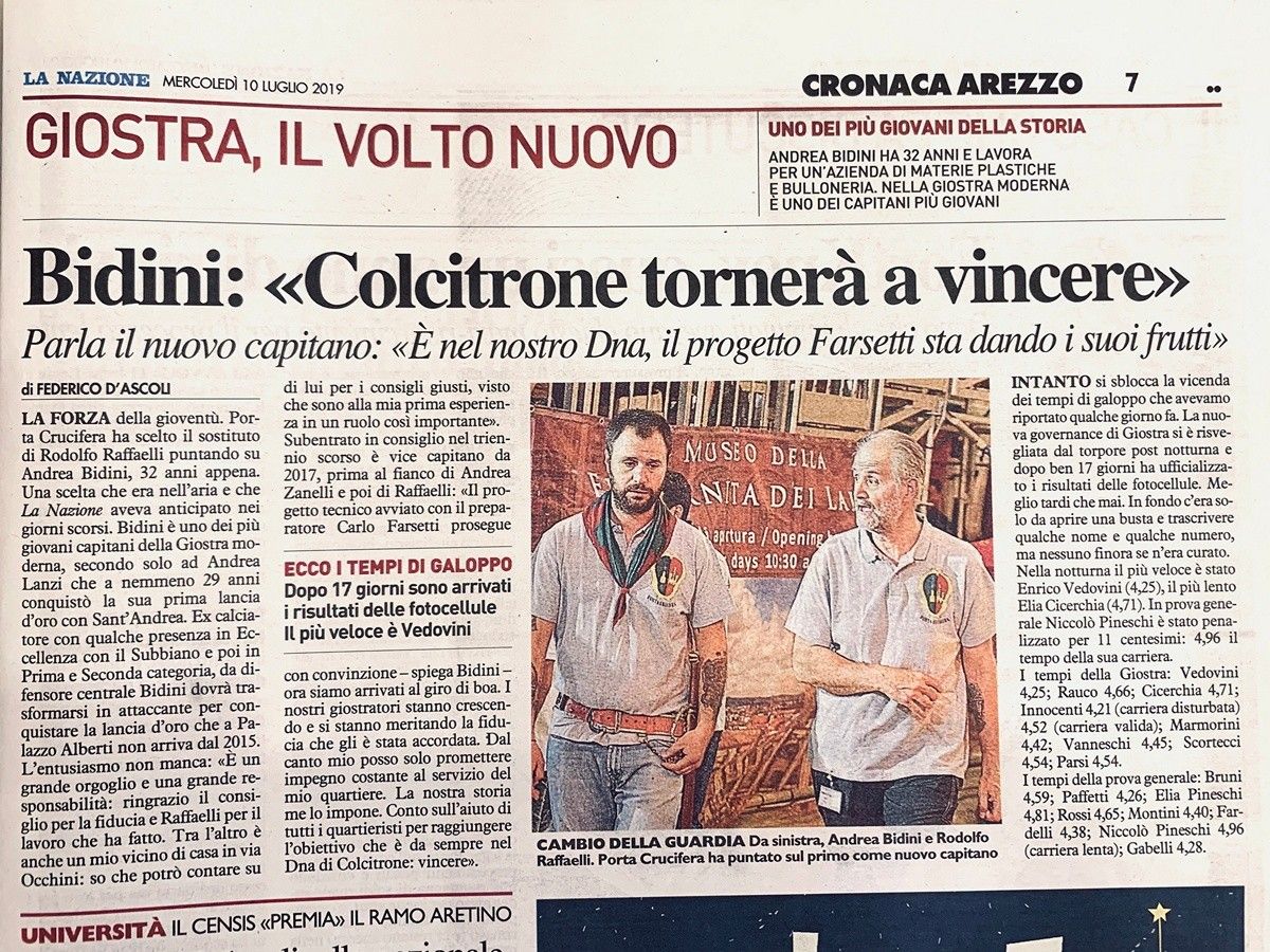 Rassegna Stampa - Cronaca di Arezzo 10 luglio 2019