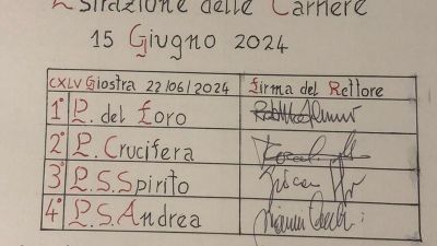 Estrazione delle carriere: a Porta Crucifera la seconda carriera