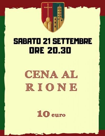 Cena al rione sabato 21 settembre