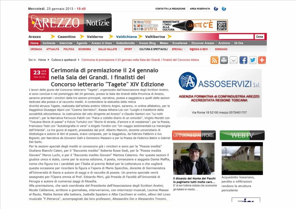 Premiazione Tagete 2012 di Roberta Rossi Sodi