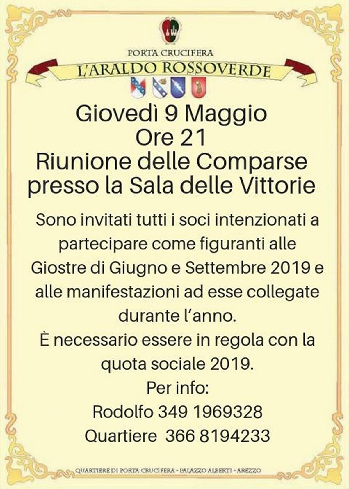 Riunione delle Comparse giovedi 9 maggio