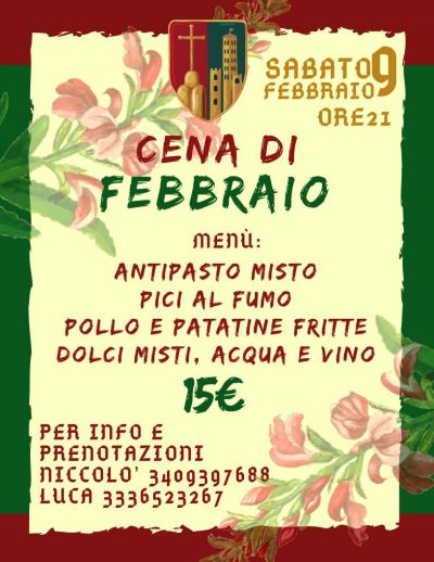 Tutti al Circolo sabato per la Cena di febbraio