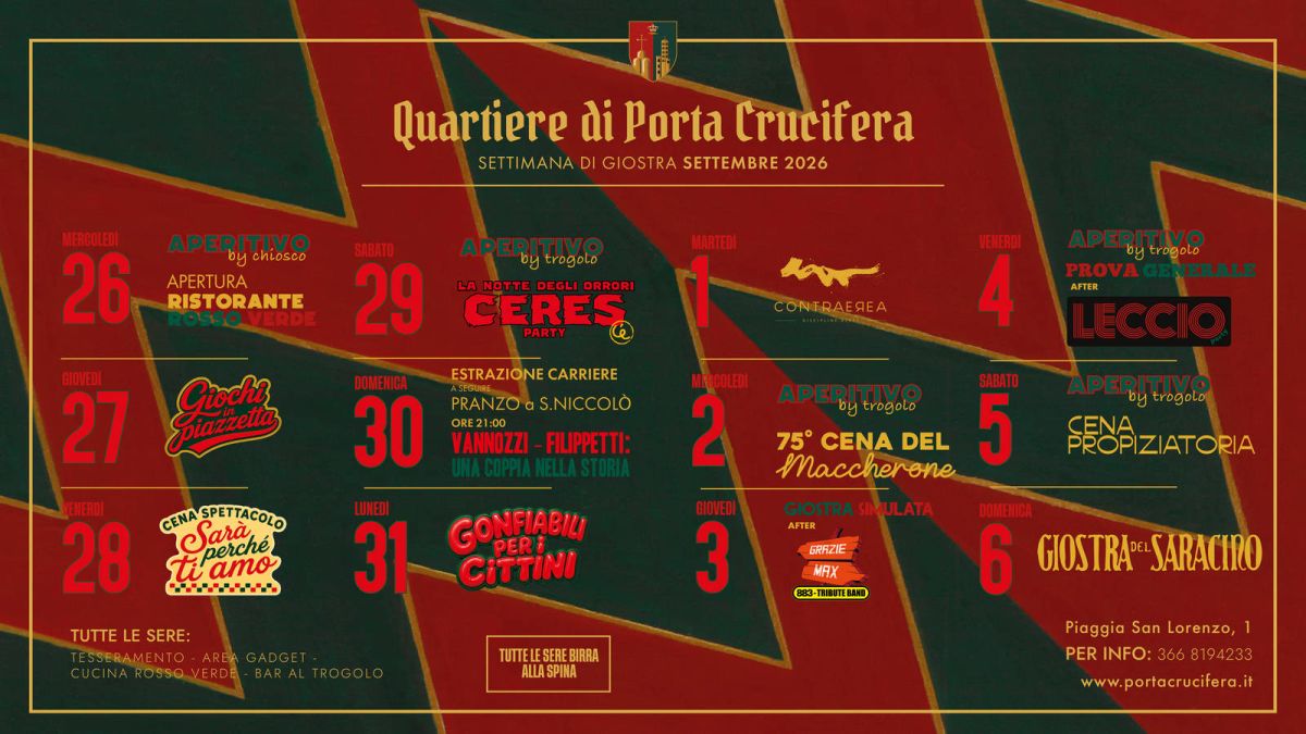 Tutti gli appuntamenti della Settimana di Giostra di settembre 2026