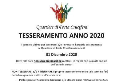 Termine tesseramento 2020