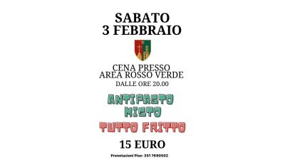 "Tutto Fritto" all'Area Rosso Verde - Sabato 3 febbraio