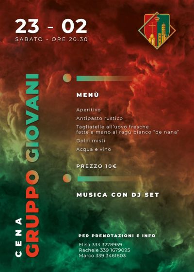 Sabato 23 Cena del Gruppo Giovani al Circolo