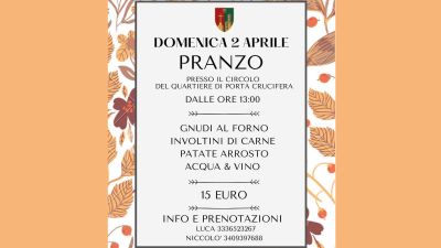 Una novità per tutti: domenica 2 pranzo al Circolino