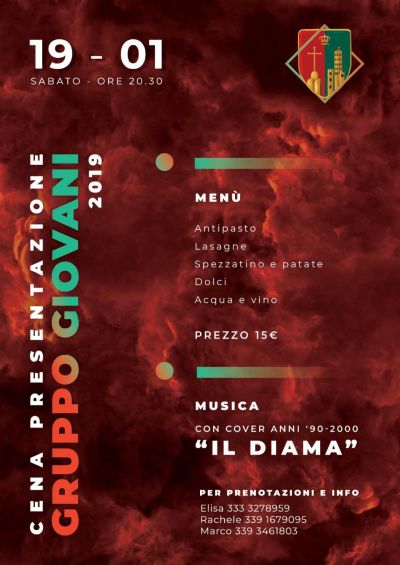 Sabato 19 - Cena presentazione Gruppo Giovani