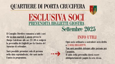 Prevendita biglietti della Giostra di Settembre